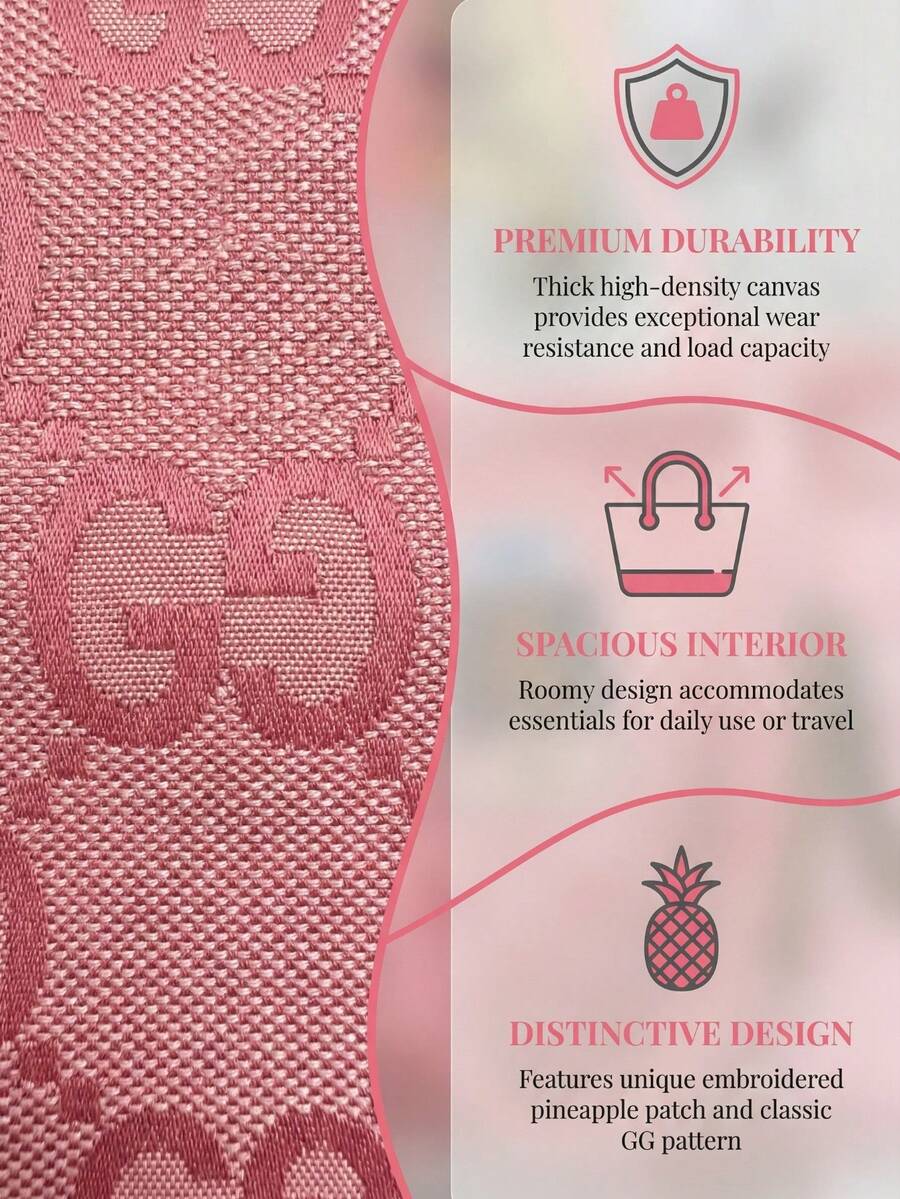 Gucci 1pc Large Capacity Tote Bag, Portable Storage Bag, Available In Pink And Gray, Unisex Minimalist Style Cosmetic Bag