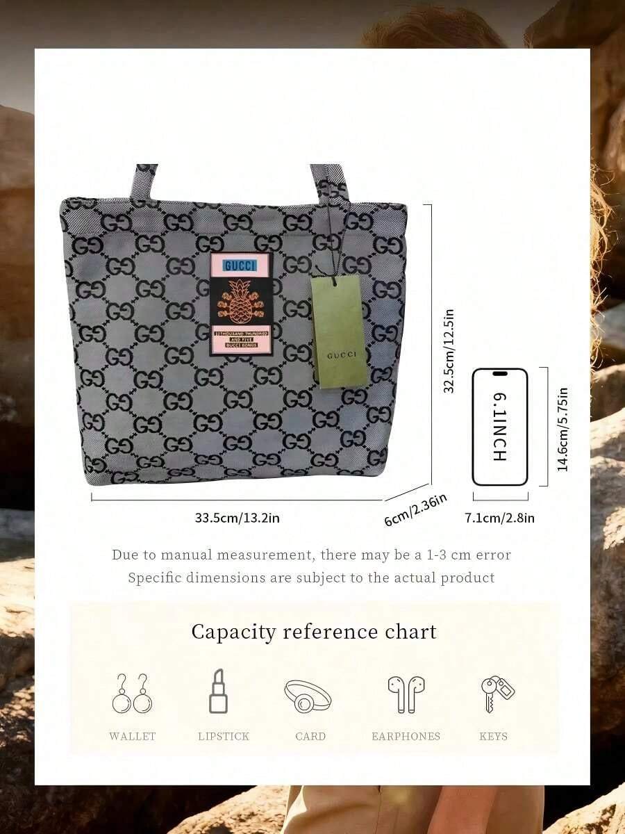 Gucci 1pc Large Capacity Tote Bag, Portable Storage Bag, Available In Pink And Gray, Unisex Minimalist Style Cosmetic Bag