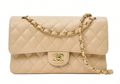 CHANEL Classic Flap CF Chain-Strap Leather Shoulder Bag, Medium Size, Beige
